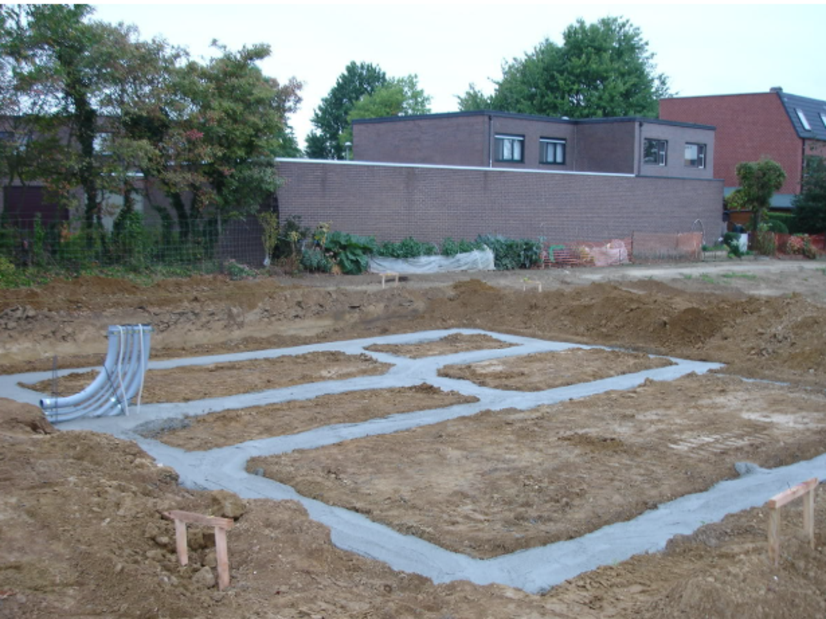 Vers gestorte fundering met wapeningsstaal